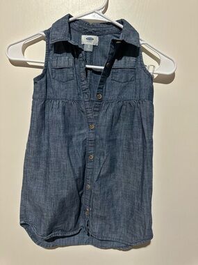 Old Navy Girls Denim Button-Front Skirt Dress - Blue